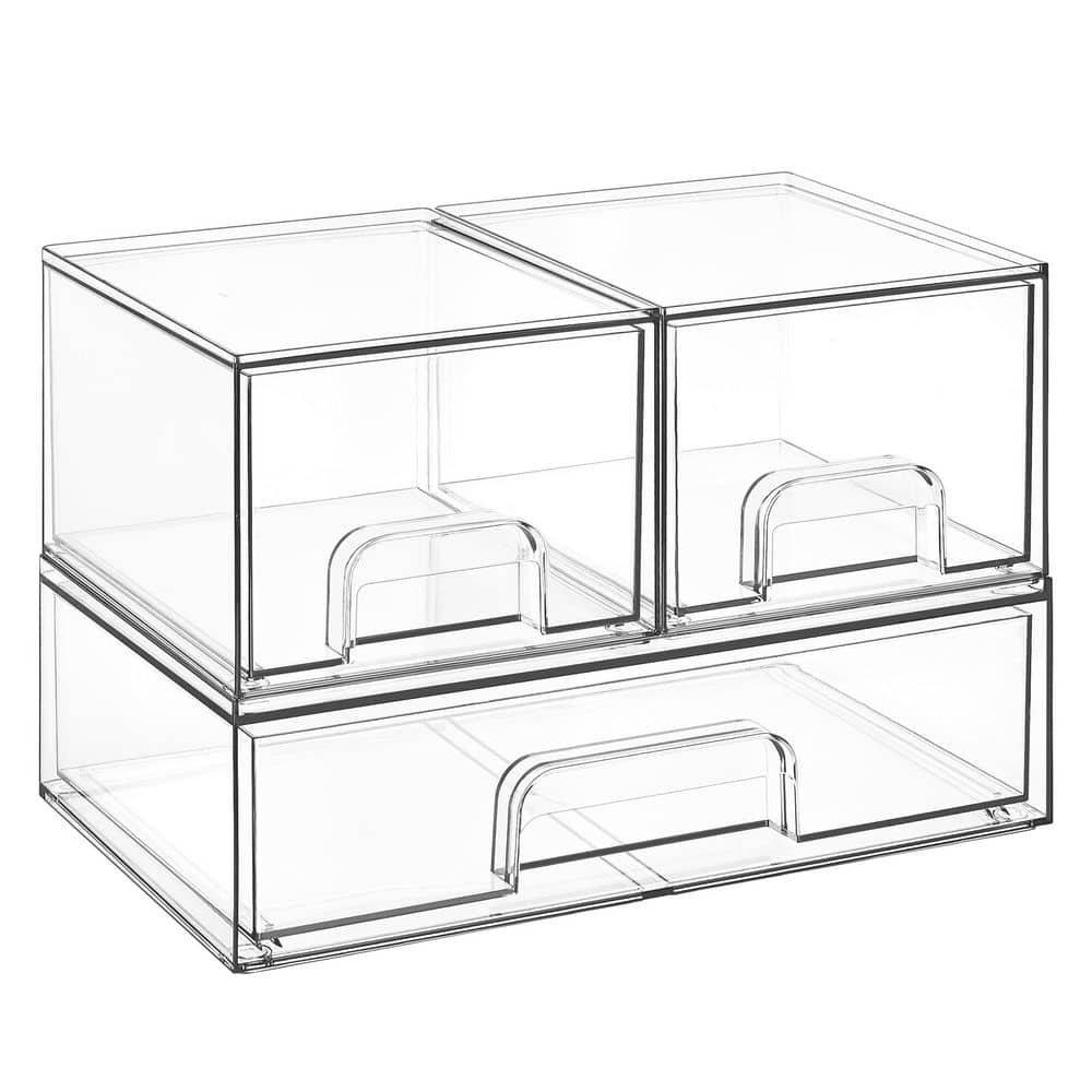 Numhew 3-Pack Stackable Clear Plastic Over-the-Cabinet Vanity Organizer ...