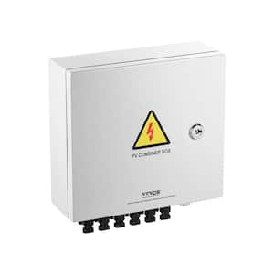 6 String 10 Amp Solar PV Combiner Box Steel Case with IP65 Weather Protection for Solar Panel System, Light Gray