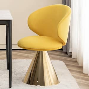 Apollo Yellow Fabric Swivel Chair with Metal Base
