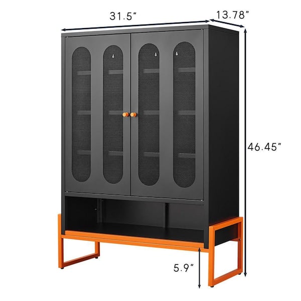 White 40 in. H Metal Storage Cabinet with Mesh Doors and Shelves