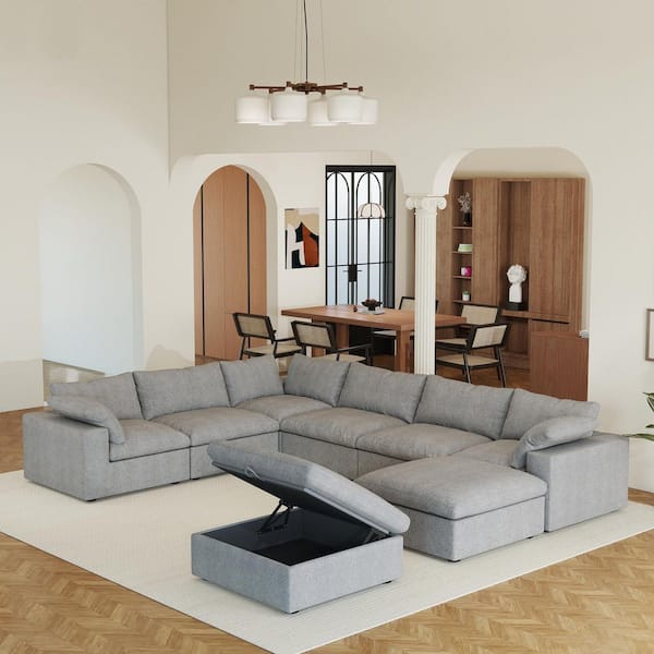 Magic Home Cloud Couch 157 in. Square Arm Down Filled Linen 8