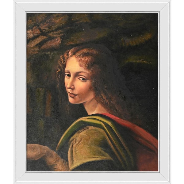 LA PASTICHE The Virgin of the Rocks by Leonardo Da Vinci Galerie White Framed Religious Oil Painting Art Print 24 in. x 28 in.