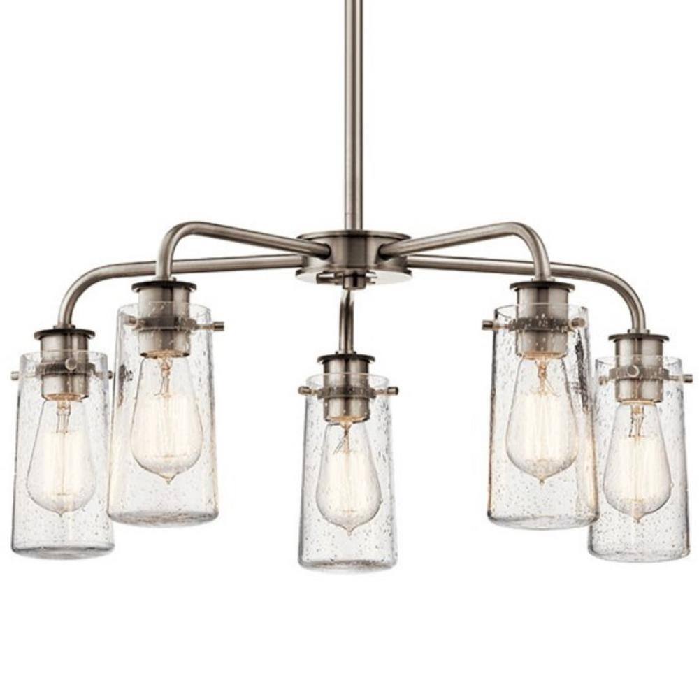 Pewter and Glass 5-Light Rustic Chandelier