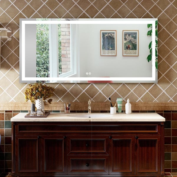 Oversized 72 in. W x 36 in. H Rectangular Frameless Anti-Fog Wall Bathroom Vanity Mirror