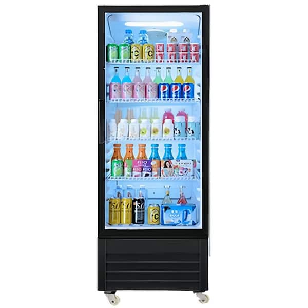 24 in. W 11.3 cu. ft. Commercial Upright 1-Glass Door Refrigerator Beverage Cooler in Black