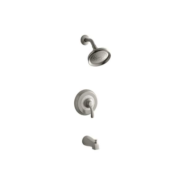 KOHLER Fairfax 1-Handle 1-Spray 2.5 GPM Tub and Shower Faucet with Lever in Vibrant Brushed Nickel (Valve Not Included)