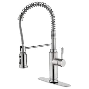 Single Handle Touch-on Pull Down Sprayer Kitchen Faucet with Pull Out Spray Stainless Steel Smart Taps in Brushed Nickel