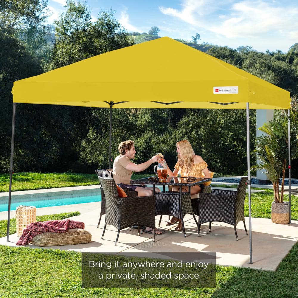 10x10ft Yellow Steel Frame Pop Up Canopy with Wheeled Case