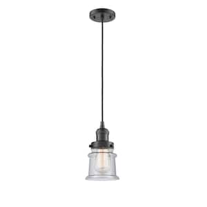 Canton 60-Watt 1 Light Oil Rubbed Bronze Shaded Mini Pendant Light with Seeded Glass Shade