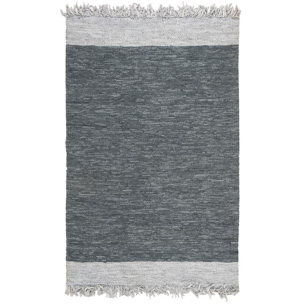 Vintage Leather Light Gray/Dark Gray 6 ft. x 9 ft. Solid Area Rug