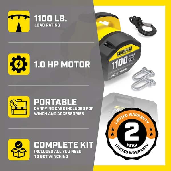 1100 lb. ATV/UTV Portable 120-Volt Electric Utility Winch Kit with Pulling and Lifting Capability