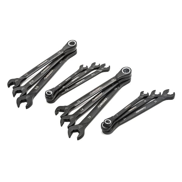 Husky 100-Position Double Ratcheting Wrench Set SAE/MM (12-Piece)