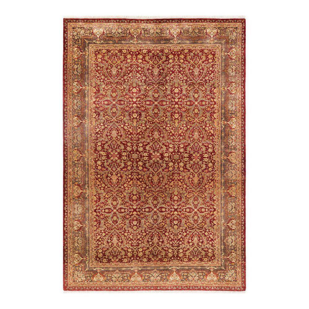 Hand-Knotted Red Wool Oriental Rectangular Area Rug