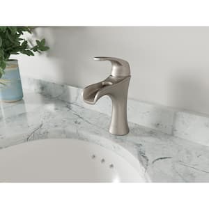 Jaida Single Handle Single Hole Bathroom Faucet with Deckplate in Spot Defense Brushed Nickel