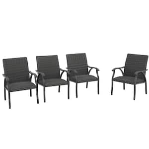 OC Orange Casual Outdoor Wricker Dining Chairs, Black (Set of 4)