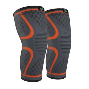 Large Compression Knee Brace for Women and Men for Patient Care Pain Relief in Orange (2-Pack)