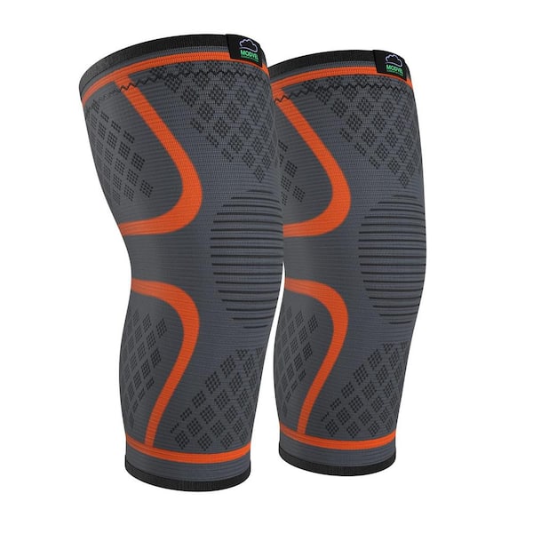 Adrinfly Large Compression Knee Brace for Women and Men for Patient Care Pain Relief in Orange (2-Pack)