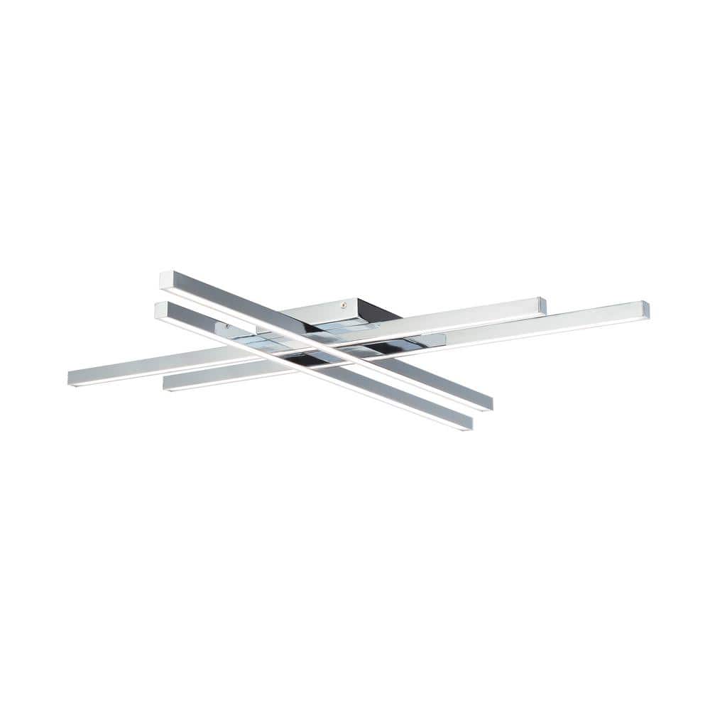 Parallax Chrome 32" Modern LED Flush Mount with Tri-CCT Technology