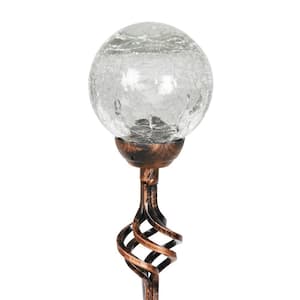 Solar Crackle Ball 2.58 ft. Clear Metal Garden Stake