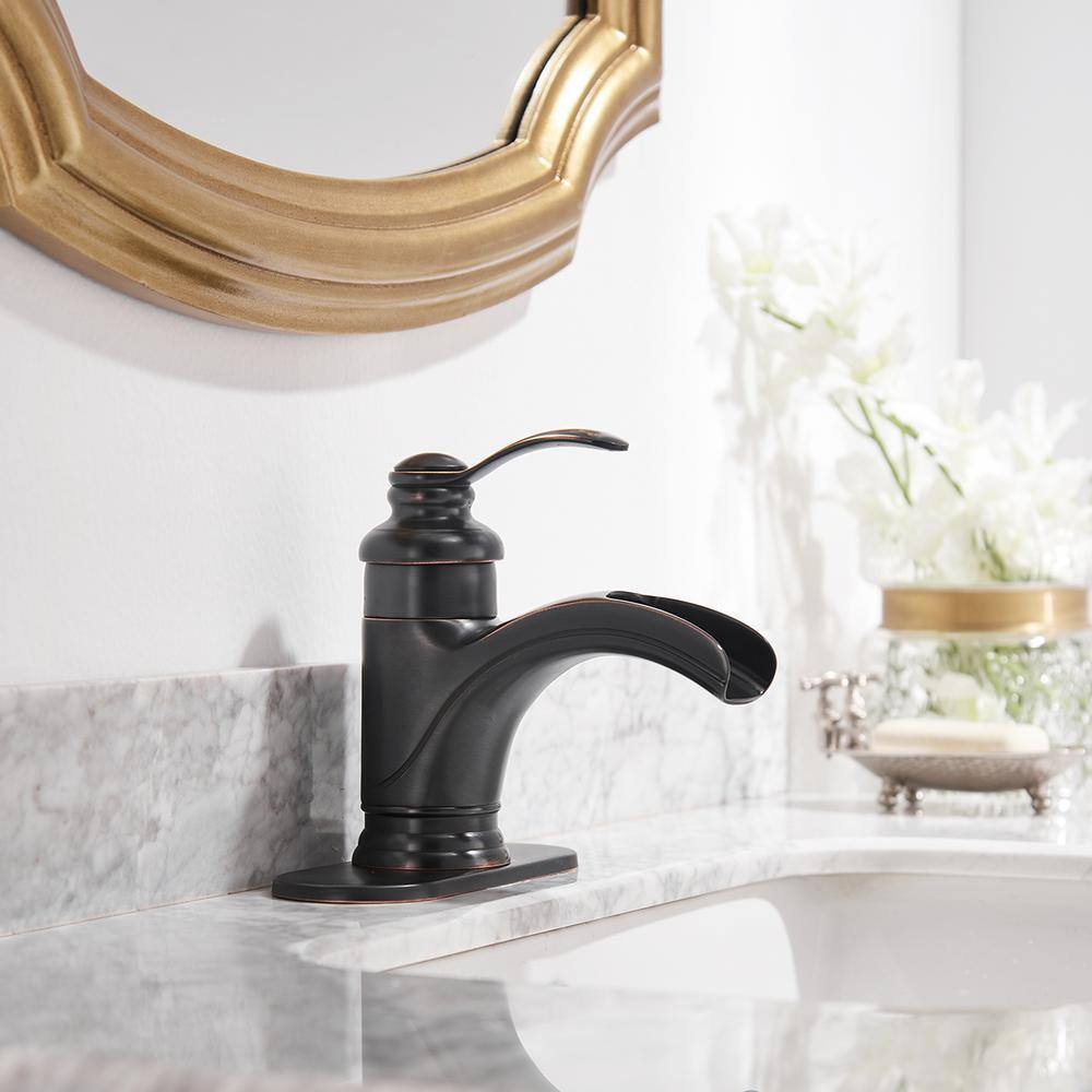 Oil Rubbed Bronze Single Handle Waterfall Bathroom Faucet