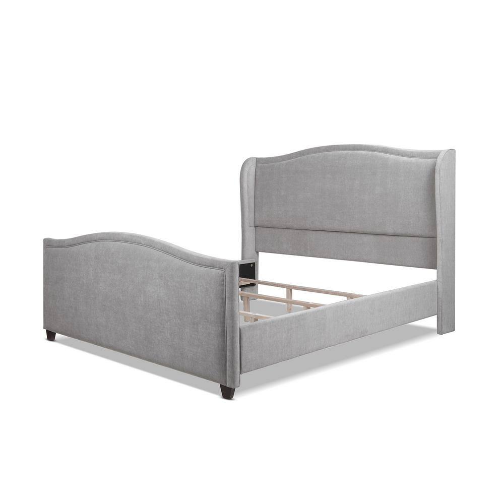 Carmen King Silver Grey Upholstered Pine Bed Frame