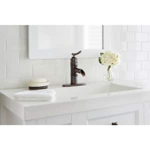 Bamboo Single-Handle Single Hole Low-Arc Bathroom Faucet in Bronze