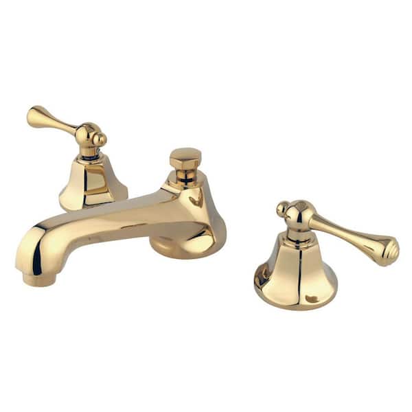 Kingston Brass Metropolitan 8 in. Widespread 2-Handle Bathroom Faucets with Brass Pop-Up iin Polished Brass