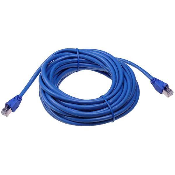 NTW 50 ft. Cat6a Snagless Shielded (STP) Network Patch Cable, Blue  345-S6A-050BL - The Home Depot