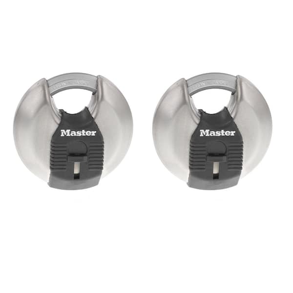 Master Lock Heavy Duty Outdoor Shrouded Padlock with Key, 2-3/4 in. Wide, 2 Pack