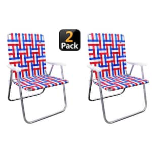 Red/White/Blue Reinforced Aluminum Classic Webbed Folding Lawn/Camp Chair (2-Pack)
