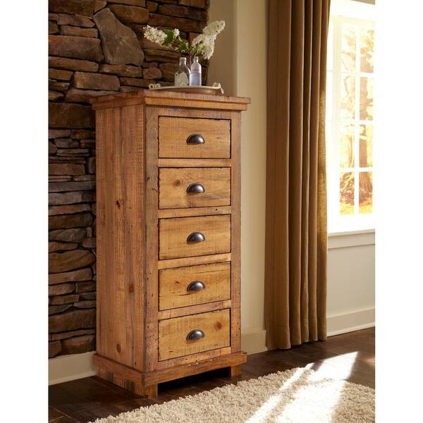 Progressive Furniture Willow 5-Drawer Distressed Pine Lingerie Chest