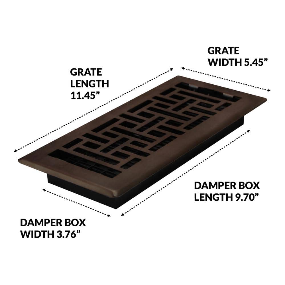 Oriental Design Rubbed Bronze Steel Floor Register