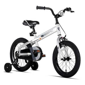 Whizz Kids Bike for Boys and Girls Ages 4-7 with Training Wheels, 16 in., Silver