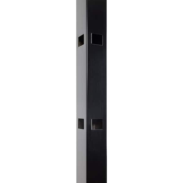 FORTRESS Athens 2 in. x 2 in. x 6 ft. Gloss Black Aluminum Pressed Spear Fence Corner Post