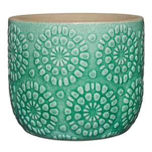 Bellisima 4.5 in. Sea Green Ceramic Planter with Drainage Plug