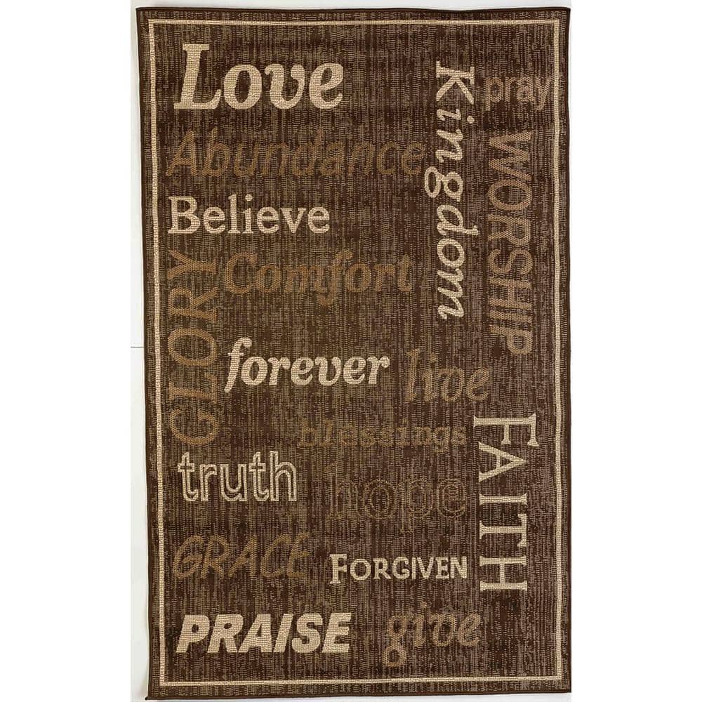 MSRUGS FW Collection Love Forever Dark Brown 9 ft. x 12 ft