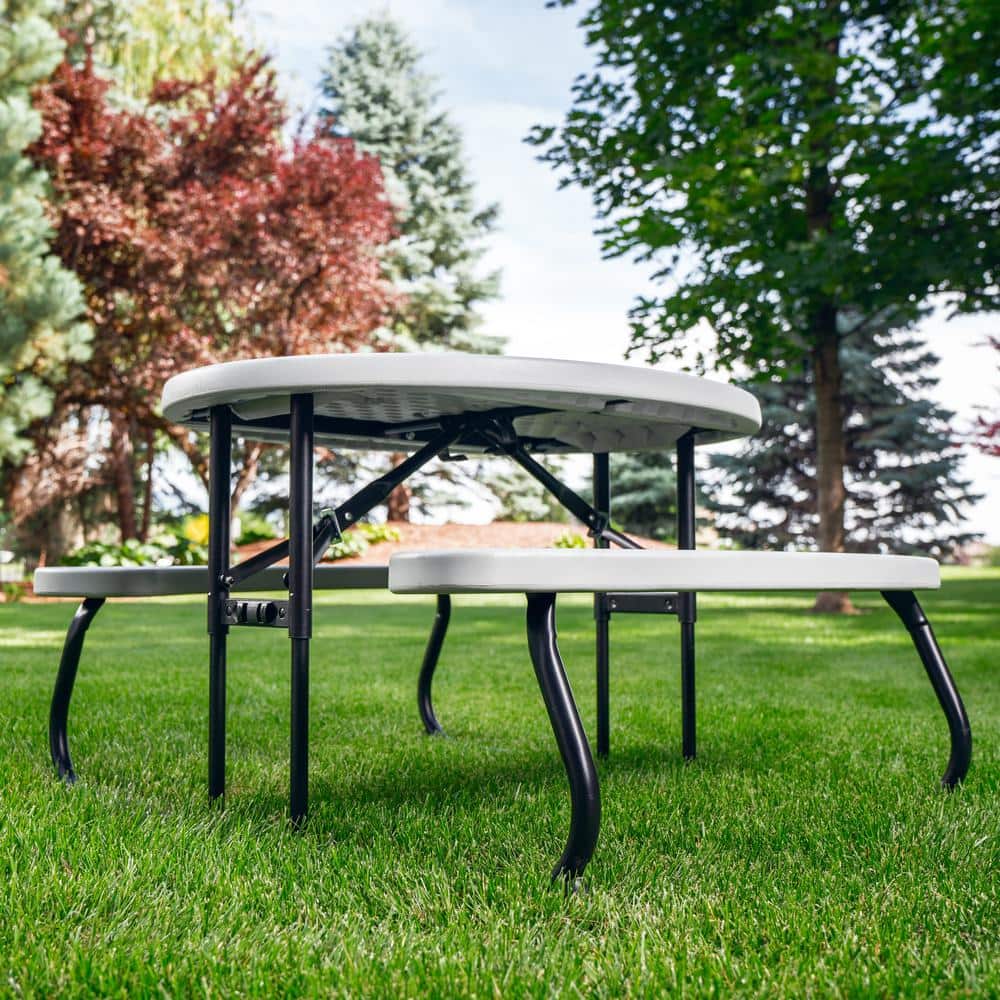 Gray Curved Shape Steel Kids Picnic Table with Stain Protection