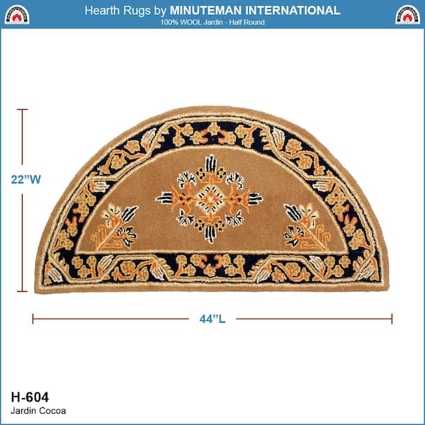 2 ft. x 4 ft. Jardin Half Round Hearth Rug, Cocoa