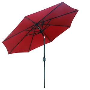 UV Resistant 9 ft. Aluminum Market Umbrella Solar Tilt Half Patio Umbrella in Red