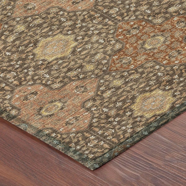 Chantille Machine Washable Indoor/Outdoor Abstract ACN2566 Chocolate 8 ft. x 10 ft. Area Rug