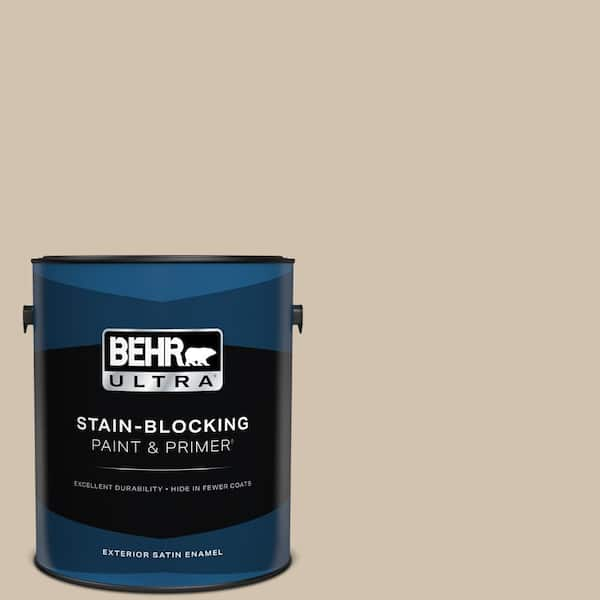 BEHR ULTRA 1 gal. Home Decorators Collection #HDC-AC-04 Avenue Tan Satin Enamel Exterior Paint & Primer