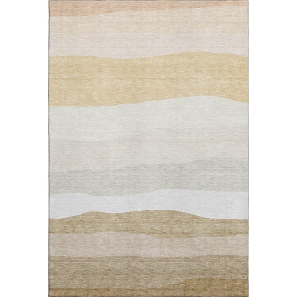 Mayfield Premium Machine Washable Abstract AMF2023 Wheat 3 ft. x 4 ft. Area Rug
