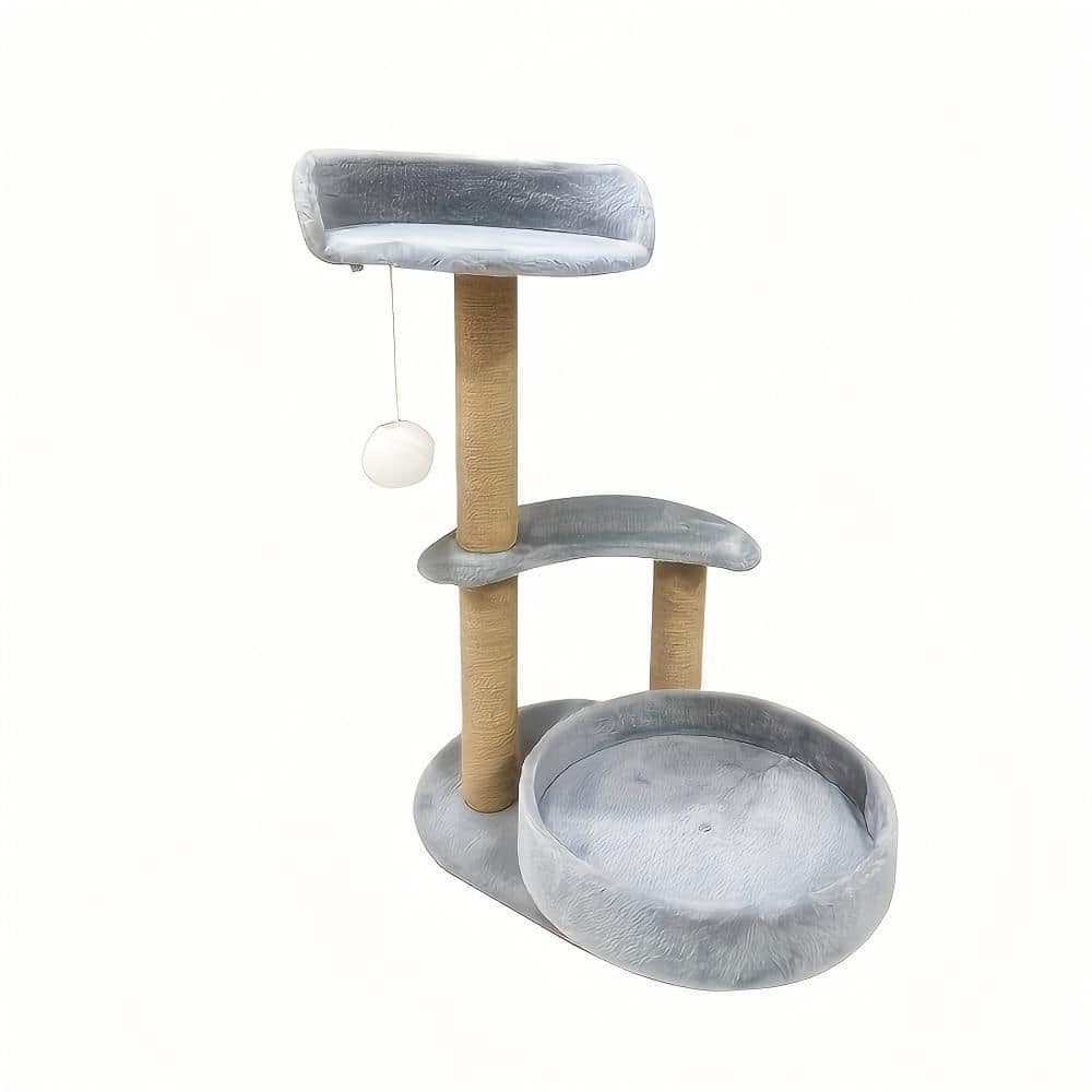 Grey Multi-tiered Cat Tree Cat Bed with Scratching Posts and Interactive Ball Toy for Small to Medium Cat price history on PriceWatchPro