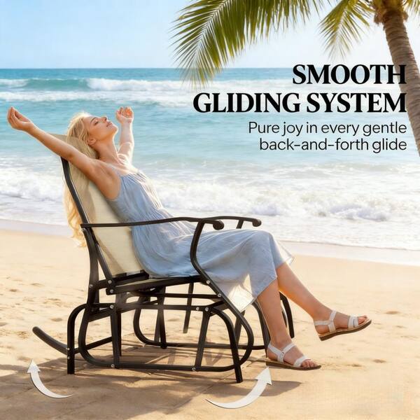 Comfortable High-Back Outdoor Glider Chair with Ottoman, Extra