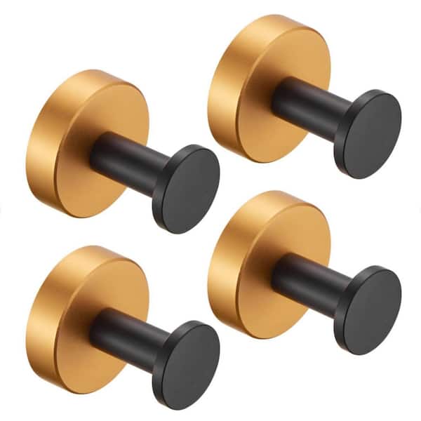 Unbranded Single Towel Hook Knob in Golden Black with Screws for Bathroom (4-Pack)