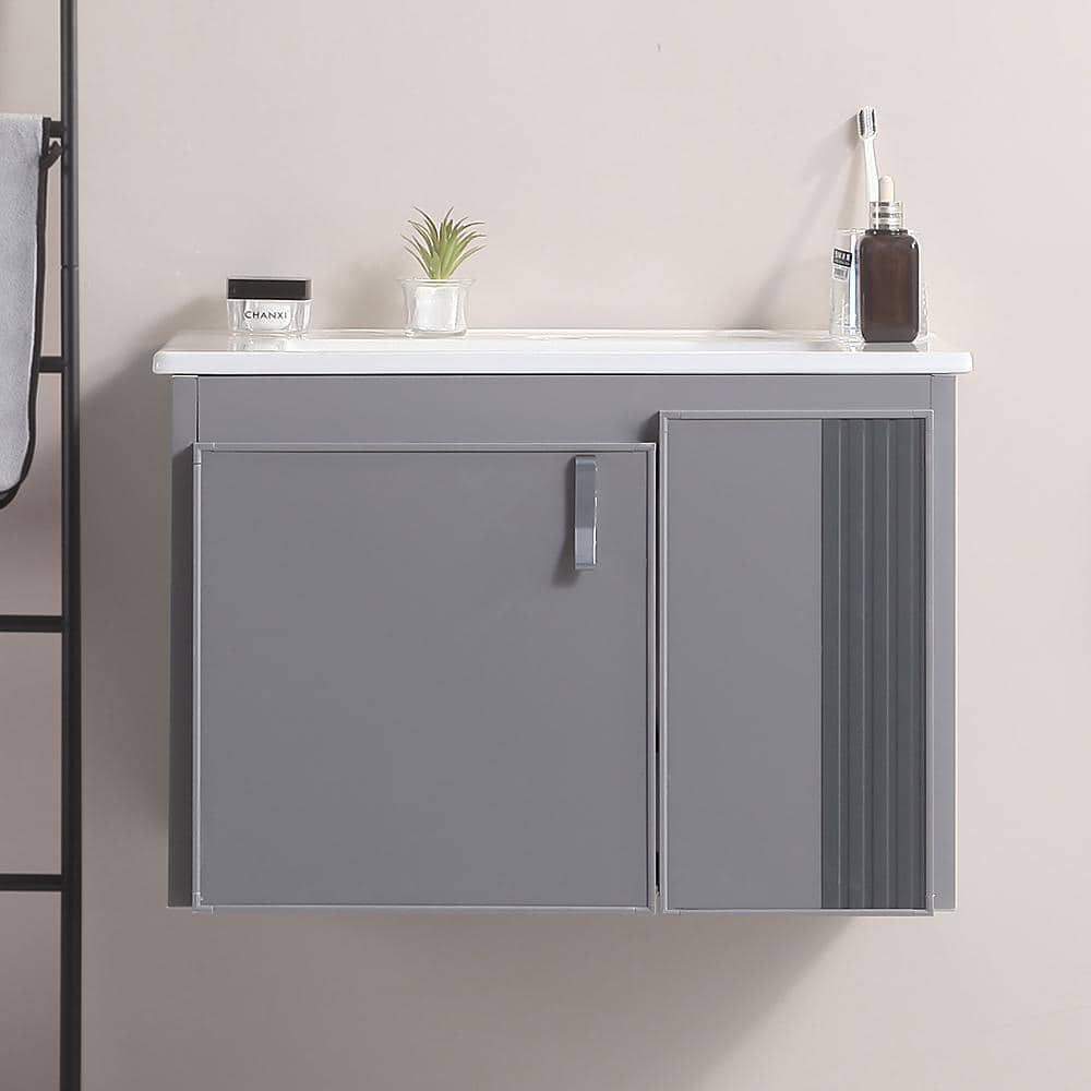 24 in. W x 18 in. D x 15 in. H Stylish Aluminum Wall Mounted Bathroom Vanit