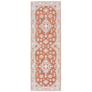 Luxe Livie Forever Vintage Rust Ivory 24 in. x 72 in. Machine Washable Runner Kitchen Mat