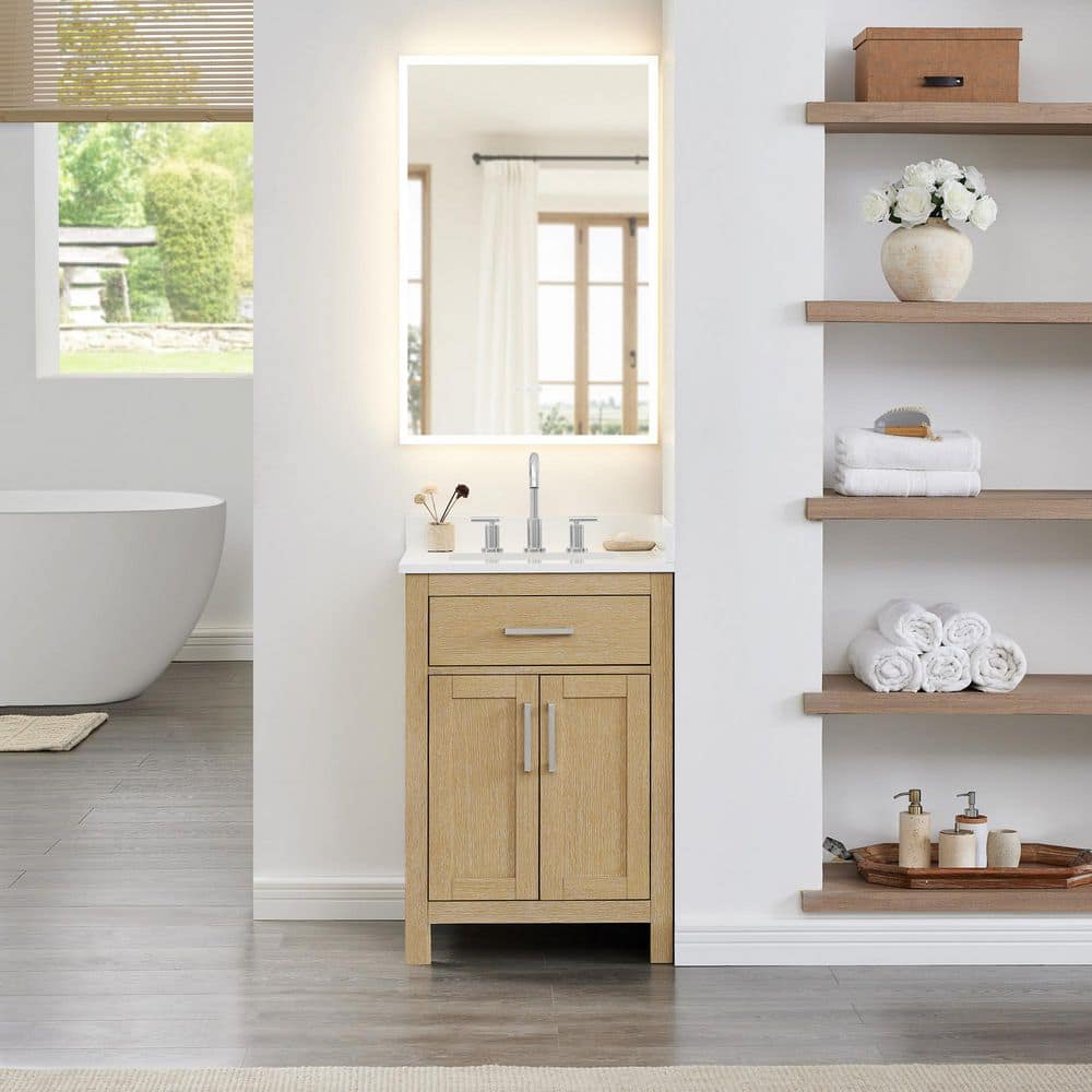 Beckett 24 in. Single Freestanding Whitewashed Oak Bath Vanity with Top price history on PriceWatchPro