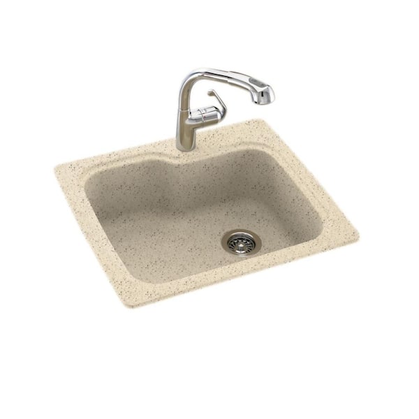 Swan Dual-Mount Solid Surface 25 in. x 22 in. 1-Hole Single Bowl Kitchen Sink in Tahiti Desert