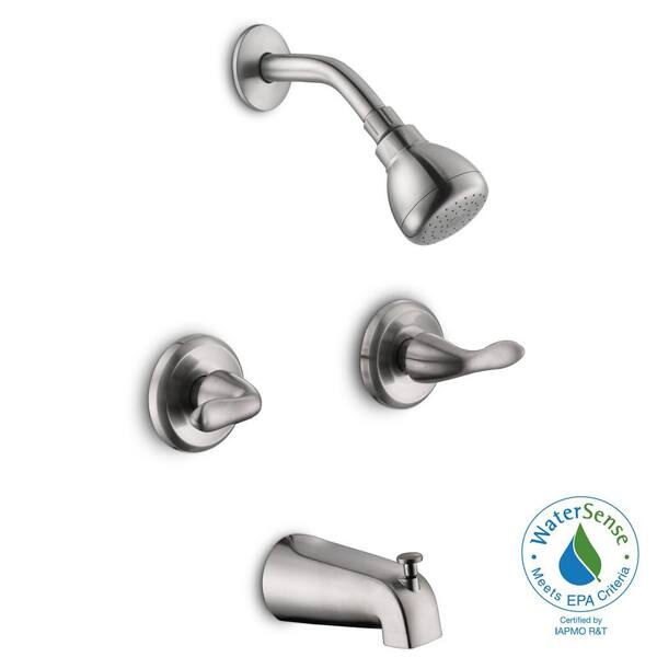Glacier Bay Constructor 2-Handle 1-Spray Tub and Shower Faucet in Brushed Nickel (Valve Included)